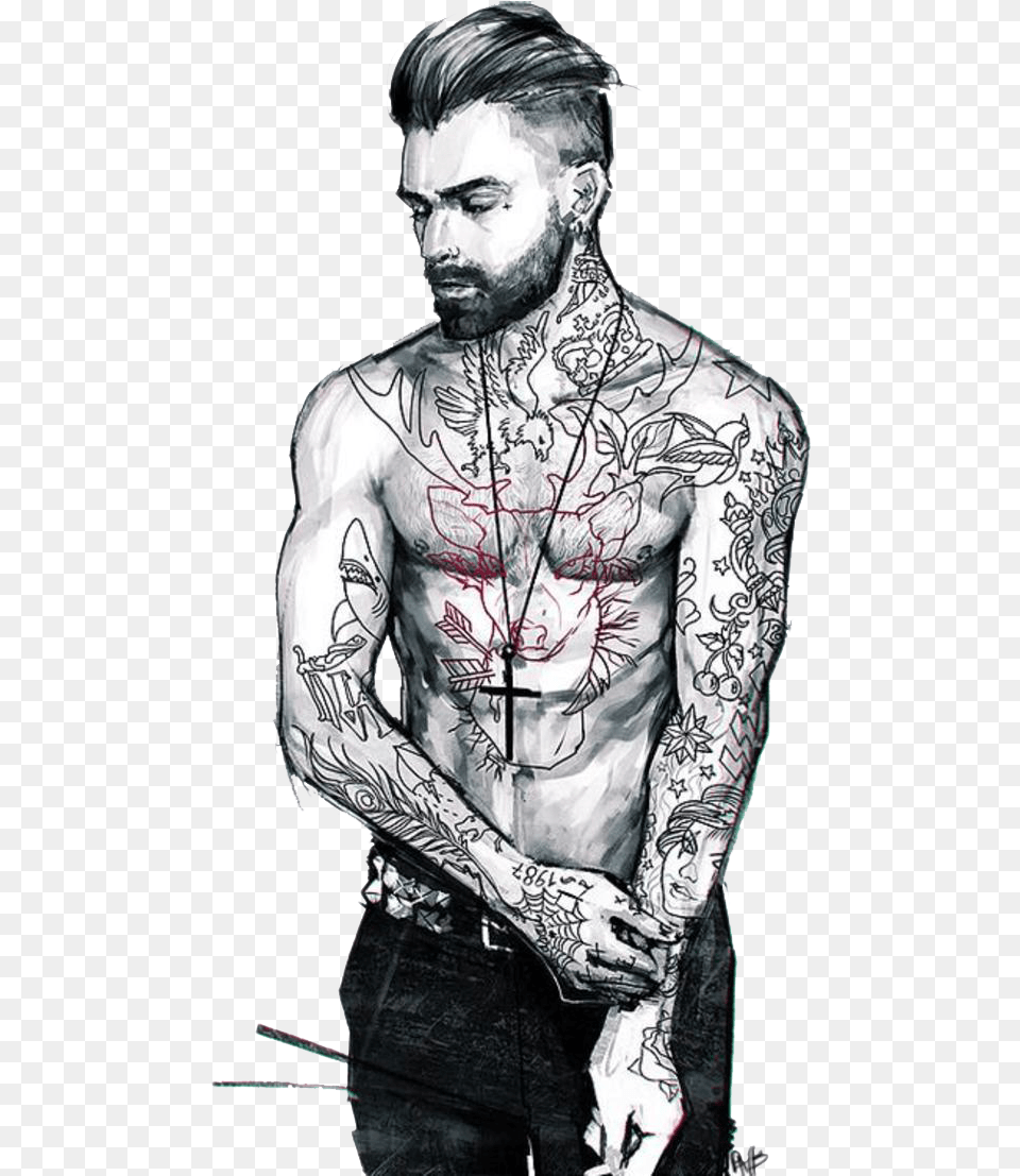 Tattooed Anime Characters, Tattoo, Skin, Person, Man Png Image