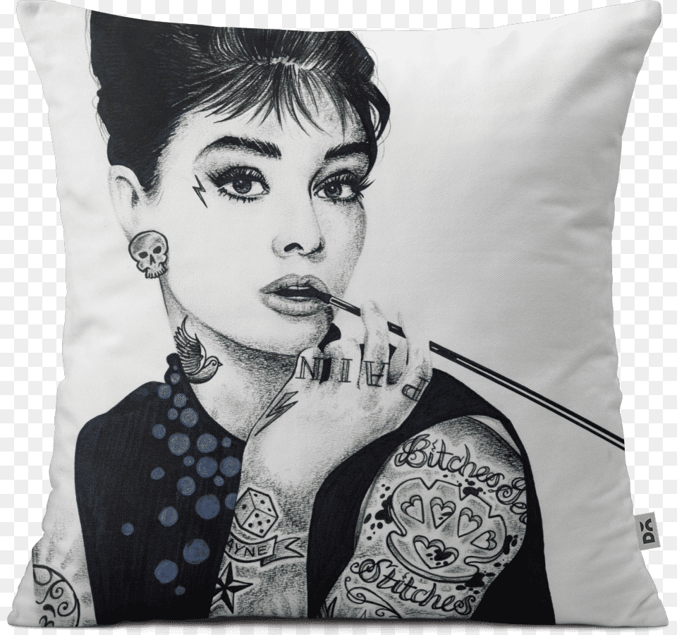 Tattooed Audrey Hepburn Print, Tattoo, Cushion, Skin, Person Free Png