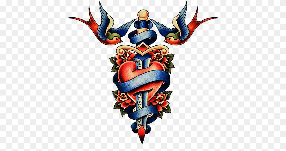 Tattoos Logos For Wwe 2k Games Smackdown Tattoo Old School Tattoo Heart Knife, Emblem, Symbol, Baby, Person Free Png