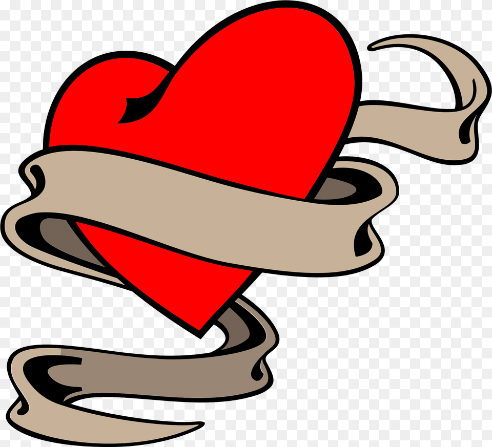 Tatttoo With Transparent Background Heart With Ribbon Drawing, Clothing, Hat, Animal, Fish Png Image