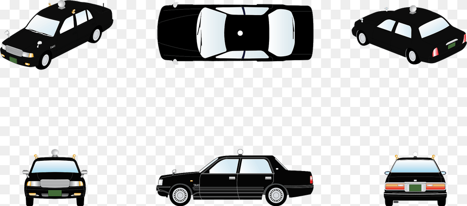 Taxi Car From All Angles Clipart, Transportation, Vehicle, Machine, Wheel Free Transparent Png