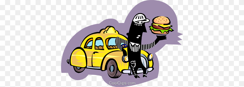 Taxi Driver Taking Lunch Break Royalty Vector Clip Art, Burger, Food, Car, Transportation Free Png Download