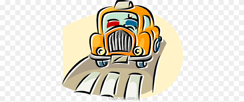 Taxi Driving Down The Road Royalty Vector Clip Art, Machine, Bulldozer Png Image