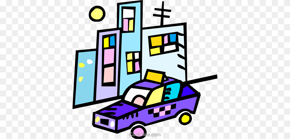 Taxi In Front Of Apartment Buildings Royalty Vector Clip Art, Car, Transportation, Vehicle, Ambulance Free Transparent Png