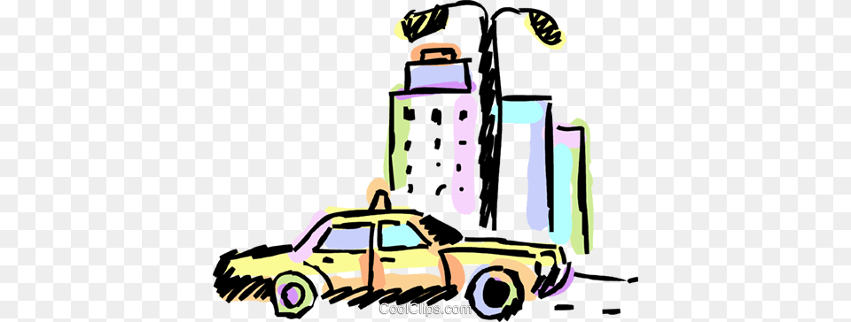 Taxi Parked In Front Of Building Royalty Vector Clip Art, Bulldozer, Car, Machine, Transportation Free Transparent Png