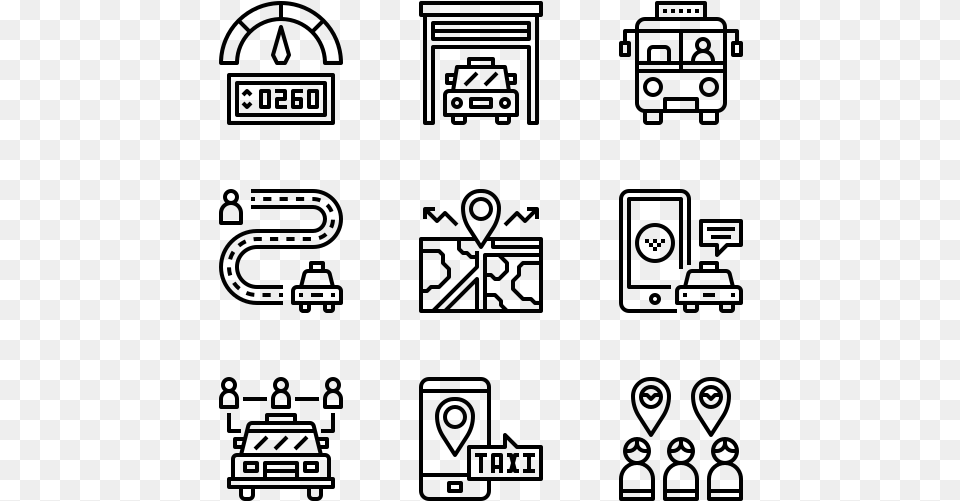 Taxi Service Manufacturing Icons, Gray Png