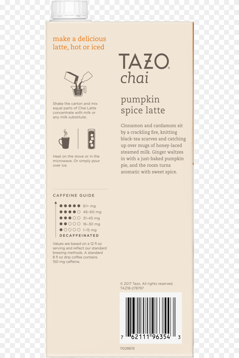 Tazo Chai Pumpkin Spice Latte 32oz Tazo Chai Vanilla Caramel Latte 32 Oz, Page, Text, Beverage, Coffee Png Image