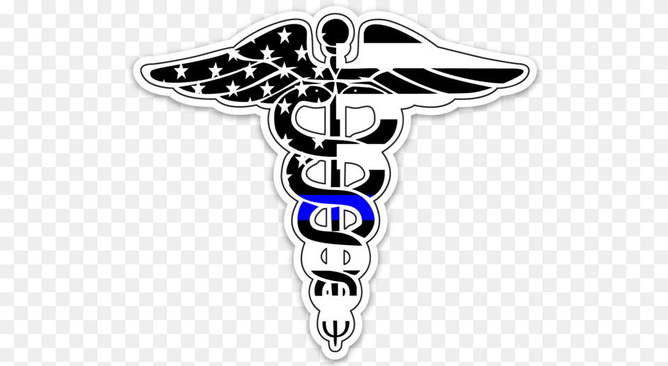 Tbl Flag Caduceus Printed Decal Doctor Medical Staff Symbol, Emblem, Cross Free Png Download