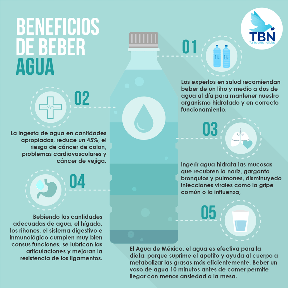 Tbn Trae Para Ti Los 10 Beneficios Que Te Otorga Beber Water, Advertisement, Bottle, Poster, Water Bottle Png Image