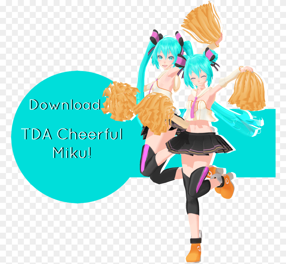 Tda Cheerful Miku Download By Ohbey Mmd Pom Poms, Publication, Book, Comics, Person Png Image