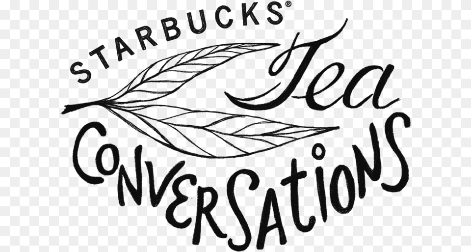 Tea 101 Conversations Tea Logo Black And White, Leaf, Plant, Text, Blackboard Png