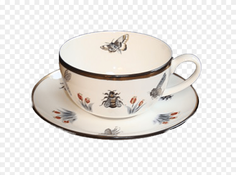 Tea Cup And Saucer Bees Cup, Art, Porcelain, Pottery Free Png Download