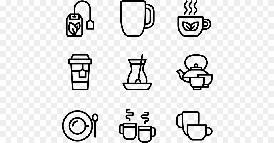 Tea Hand Drawn Icons, Gray Png Image