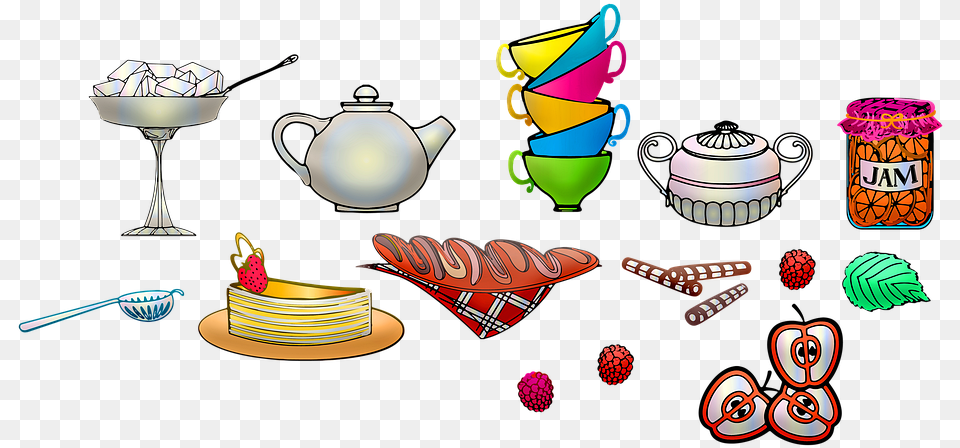 Tea Set High Tea Sweets Cake Bread Jam Cups, Pottery, Cookware, Pot, Food Png Image