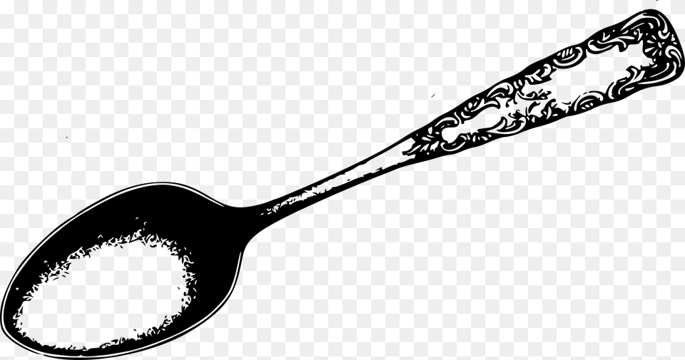 Tea Spoon Vintage Retro Silverware Dessert Eat Sendok Black And White Clipart, Gray Png Image