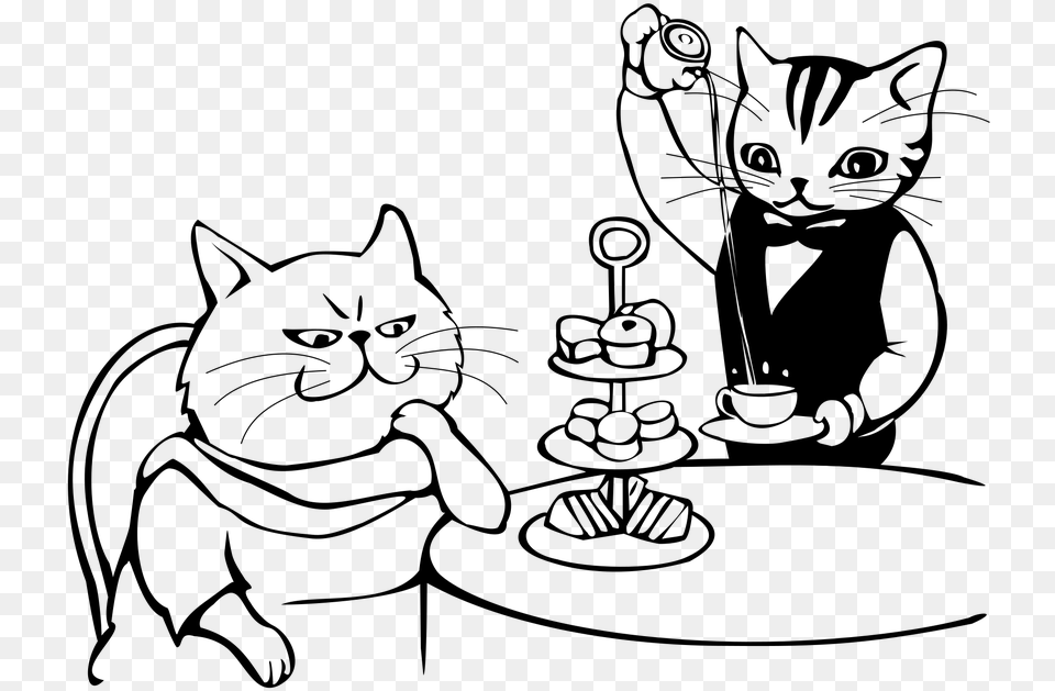 Tea Time Candy Waiter Wealthy Cat Appetite Waiter Cat, Gray Free Transparent Png
