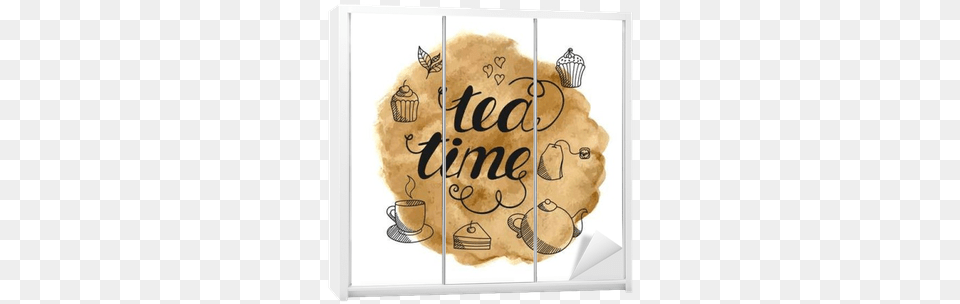 Tea Time Hand Drawn Lettering On Abstract Watercolor Watercolor Painting, Calligraphy, Handwriting, Text Free Transparent Png