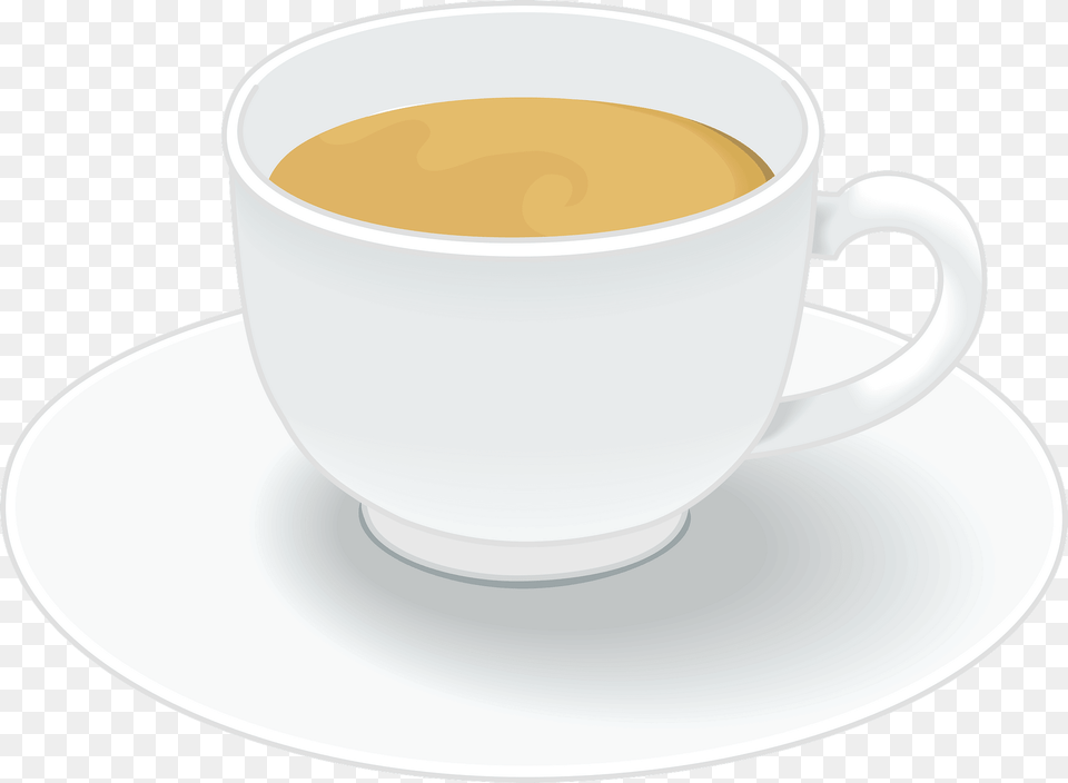Tea With Milk Clipart, Cup, Saucer, Plate, Beverage Free Png Download