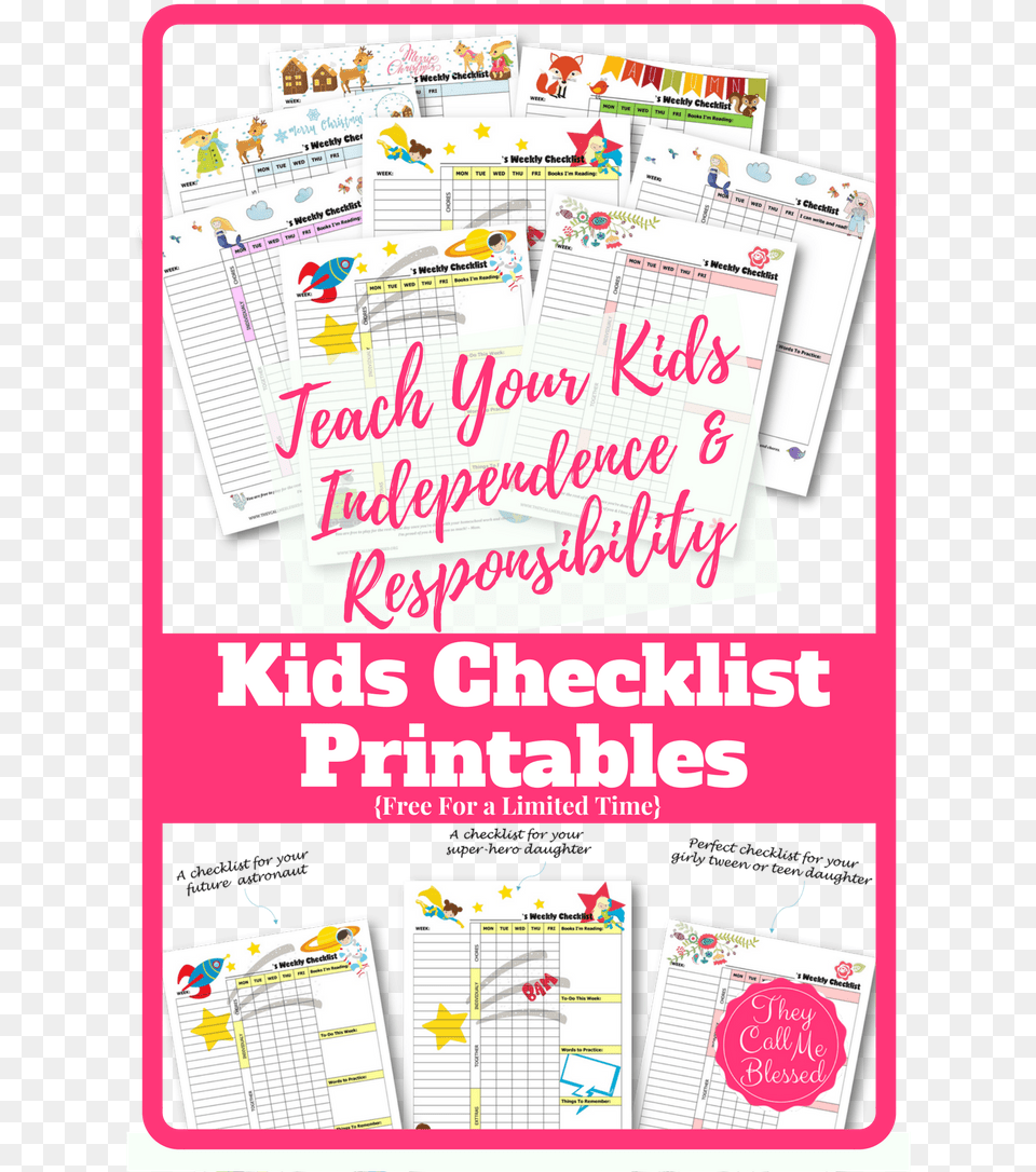 Teach Kids Independence Weekly Checklists Kids, Advertisement, Page, Poster, Text Free Png