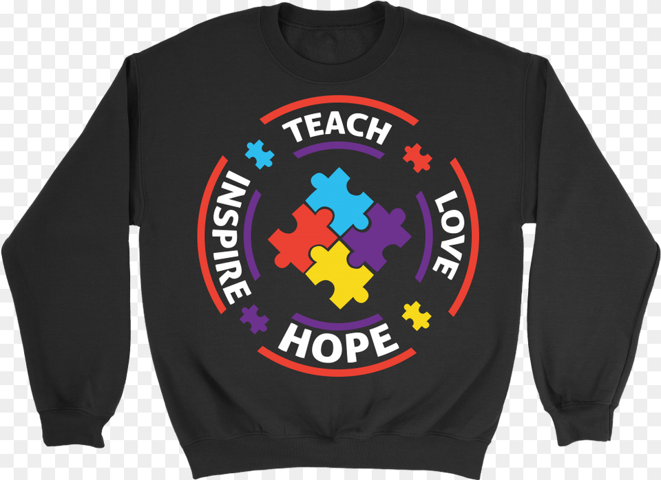 Teach Love Hope Inspire Autism Awareness V Neckt Shirtcrewneck Iphone, Clothing, Sweatshirt, Sweater, Sleeve Free Transparent Png