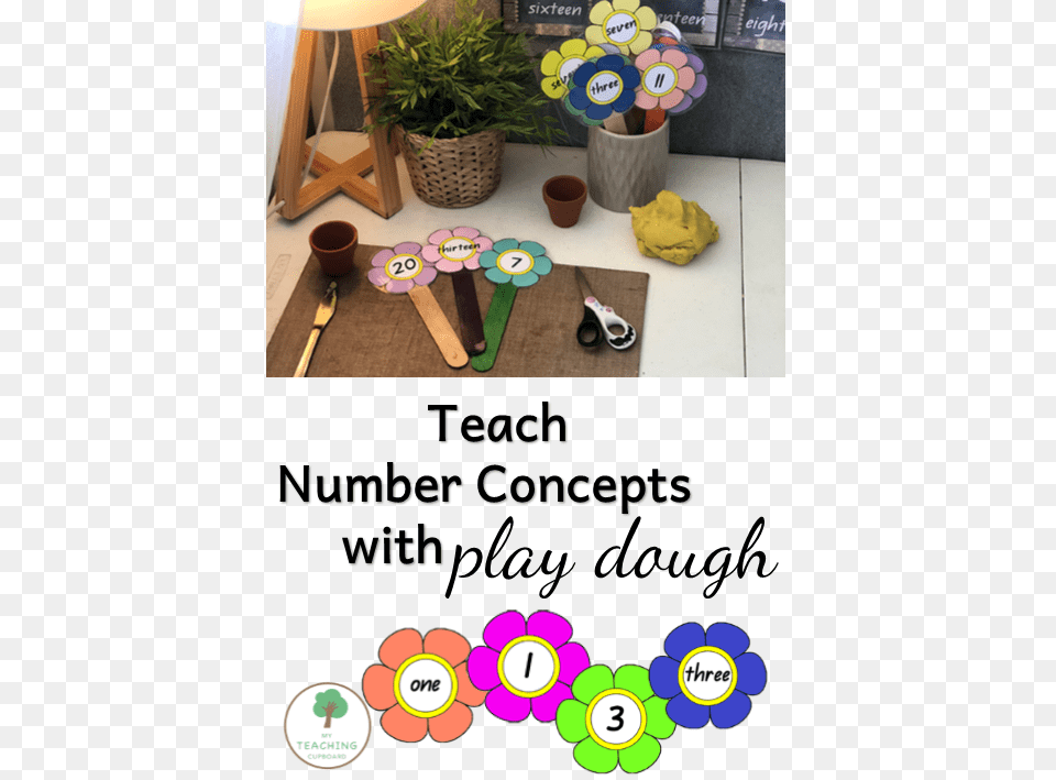 Teach Number Concepts With Play Dough Floral Design, Cutlery, Spoon, Potted Plant, Plant Png Image
