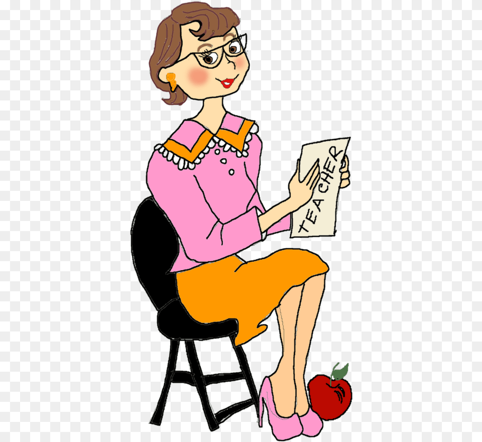 Teacher And Student Relationship Clipart 5 Of Teacher Sitting On A Chair, Book, Publication, Comics, Baby Png Image