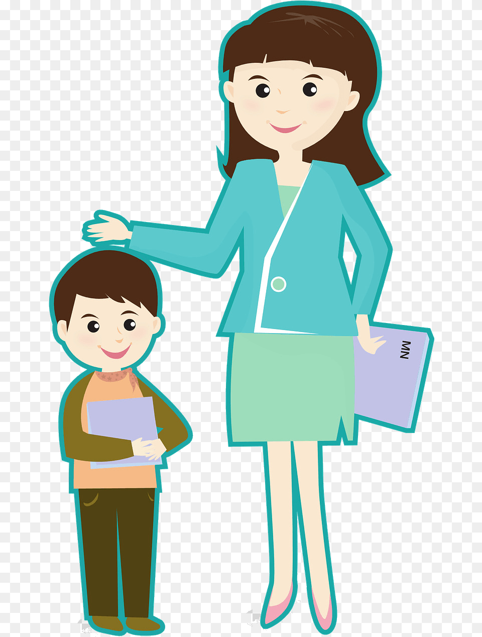 Teacher And Student School Dress Clipart Transparent Teacher And Student Clipart, Person, Clothing, Long Sleeve, Sleeve Free Png