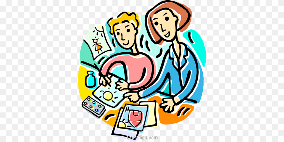 Teacher And Student Working Clipart, Art, Baby, Face, Head Png Image