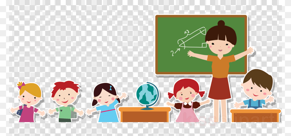 Teacher And Students Clipart Teacher Education Teacher And Student Cartoon, Baby, Person, Head, Face Free Png Download