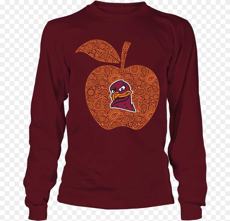 Teacher Apple Flag Virginia Tech Hokies Shirt Hurricane Heart, Sleeve, Clothing, Long Sleeve, T-shirt Free Png Download