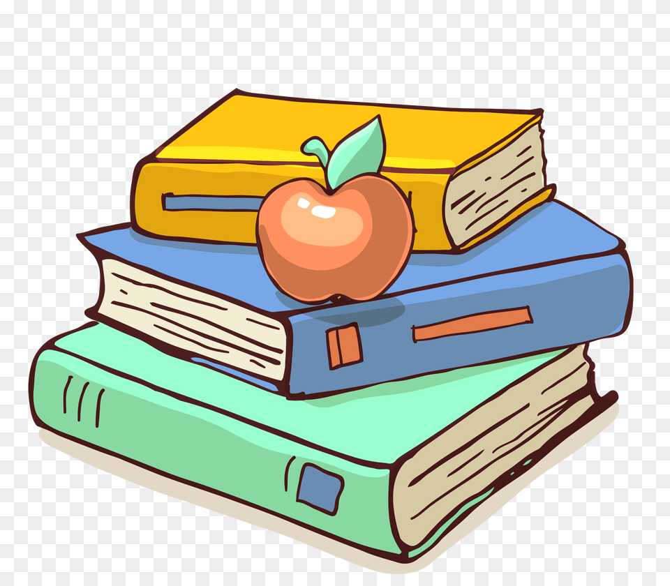 Teacher Books Holding Apple Extra Stacks Clip Art, Book, Publication, Bulldozer, Machine Free Transparent Png