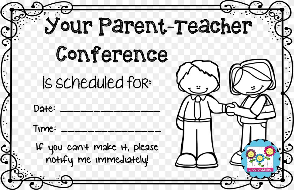 Teacher Conference Parents Parent Teacher Conference Reminder Editable, Baby, Book, Comics, Person Free Transparent Png
