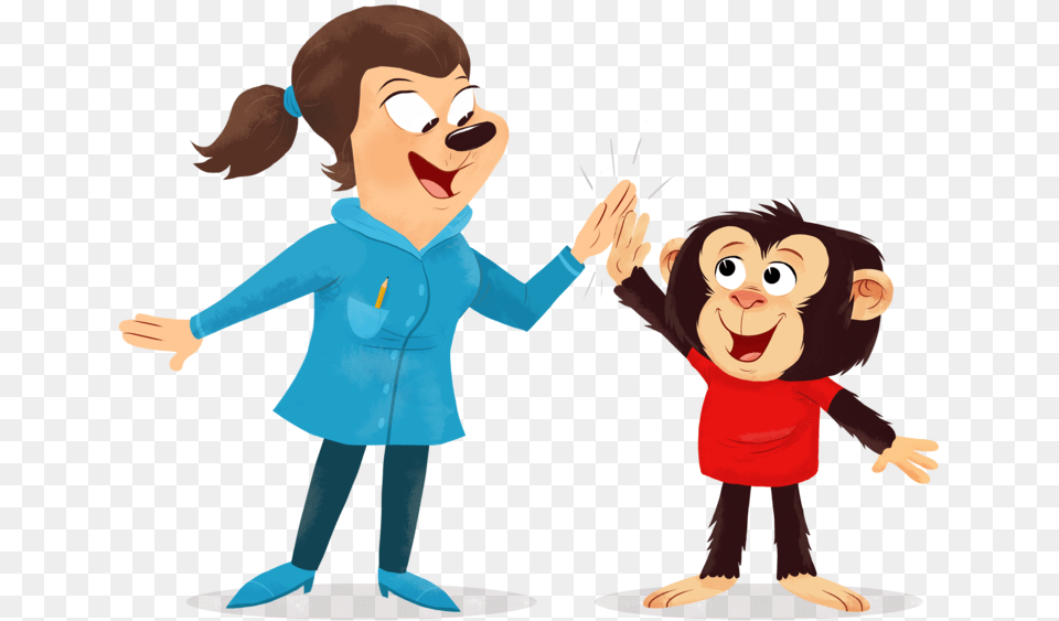 Teacher Highfive Cartoon, Person, Baby, Face, Head Png Image