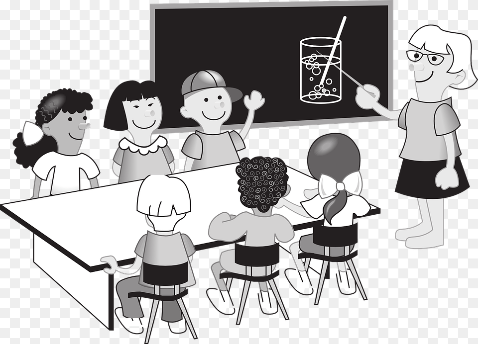 Teacher N Student Class Room Black And White, Baby, Person, Face, Head Png Image
