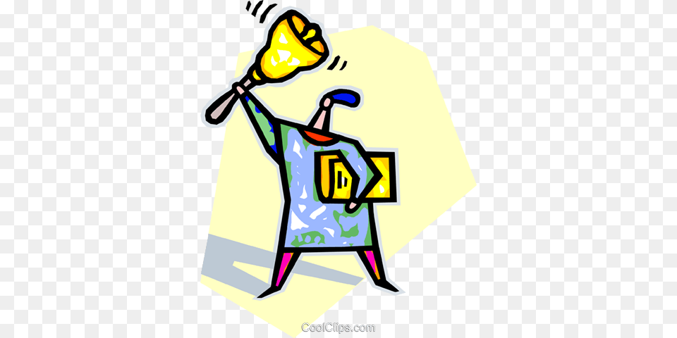 Teacher Ringing A School Bell Royalty Free Vector Clip Art, People, Person, Cleaning Png