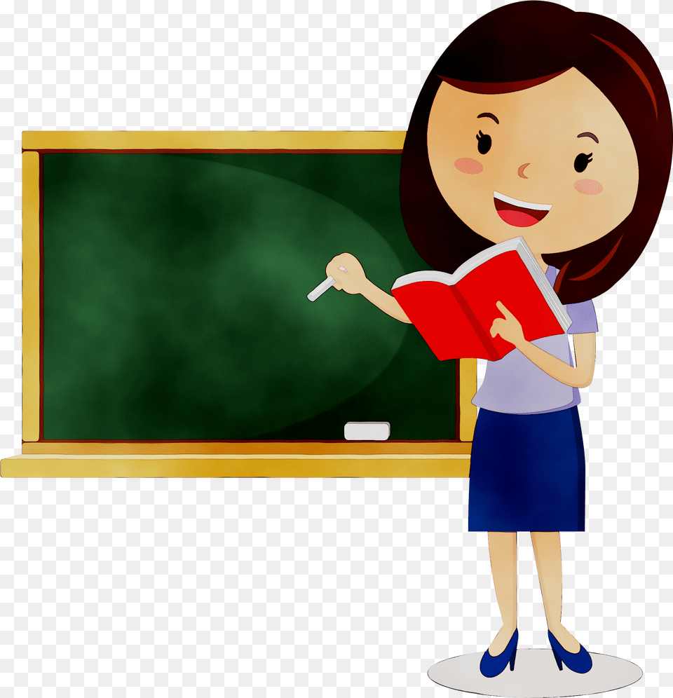 Teacher Vector Graphics Education Clip Art Cartoon Teacher Clipart Transparent Background, Blackboard, Person, Face, Head Free Png Download