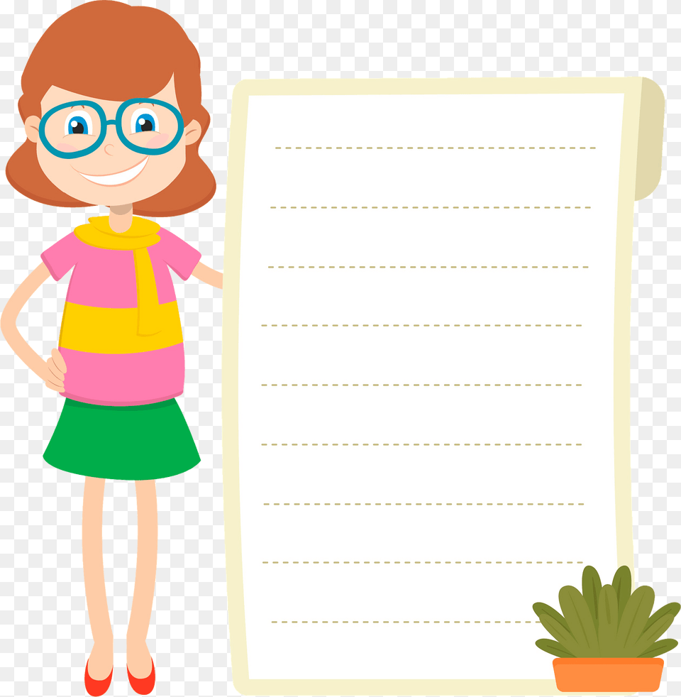 Teacher With A Notebook Clipart, Page, Text, Child, Female Free Png