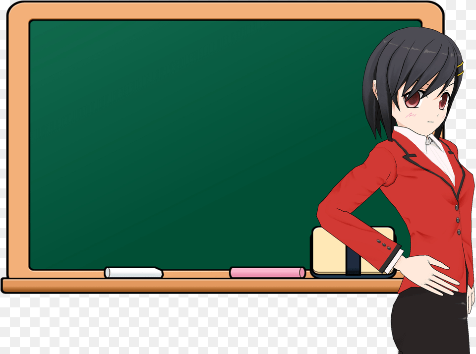 Teacher With Blackboard Anime, Adult, Female, Person, Woman Png