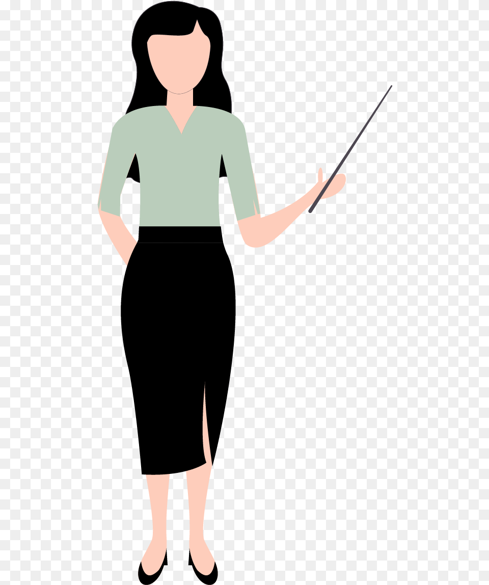 Teacher Woman Flat Illustration Standing, Long Sleeve, Sleeve, Clothing, Person Png