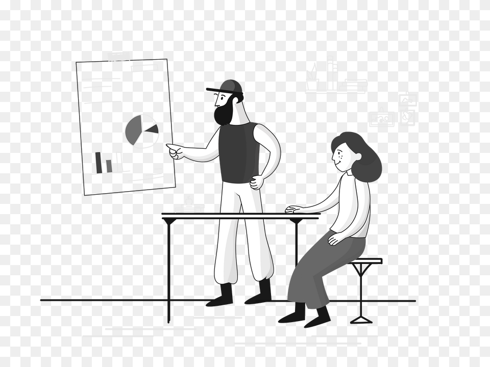 Teaching Bw Clipart, Adult, Table, Person, Woman Free Png