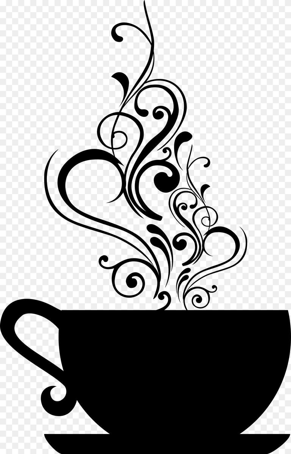 Teacup Clipart Black And White Tea Cup, Stencil, Art, Beverage, Coffee Png
