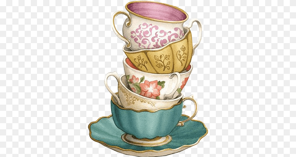 Teacup Coffee Saucer Water Color Tea Cup, Art, Porcelain, Pottery Free Png Download