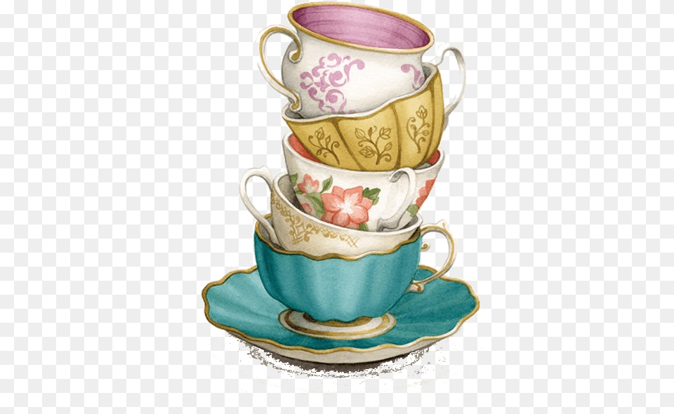 Teacup Stack Transparency Overlay Tea Cups Transparent Background, Cup, Saucer, Art, Porcelain Free Png