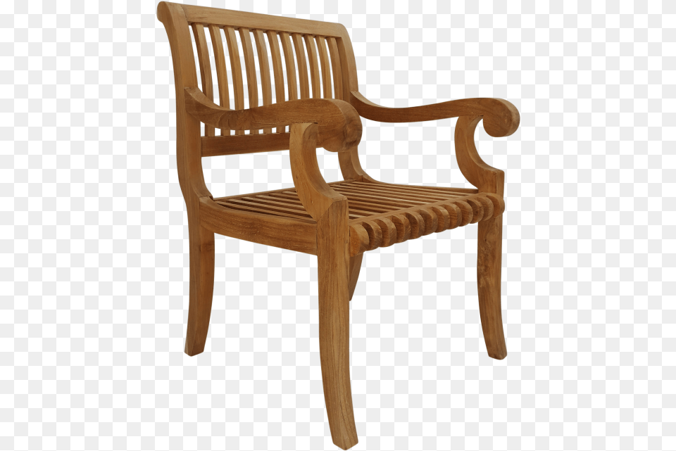 Teak Curve Patio Chair Chair, Bench, Furniture, Armchair Png Image