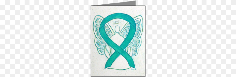 Teal Awareness Ribbon Angel Art Note Cards 20 Pk Teal Awareness Ribbon Angel Wall Calendar Png Image