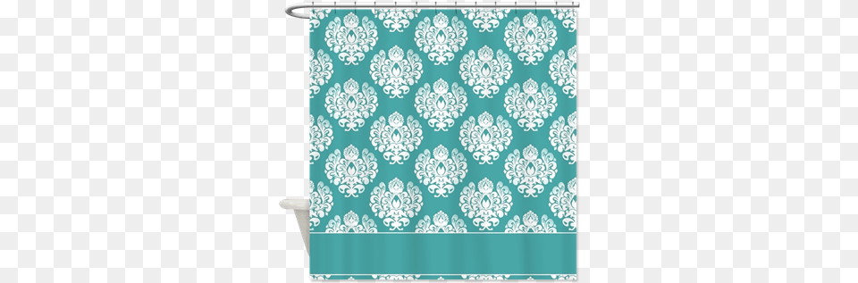 Teal Blue Damask Pattern Shower Curtain Pretty Brown Damask Pattern Shower Curtain, Shower Curtain, Blackboard Free Transparent Png