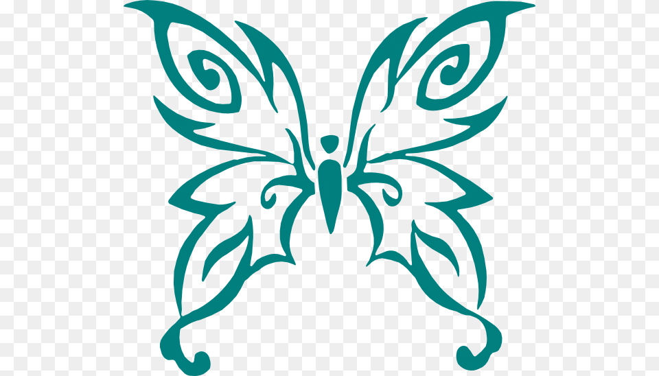 Teal Butterfly Clip Art At Clker Butterfly Ovarian Cancer Ribbon, Floral Design, Graphics, Pattern, Stencil Png Image