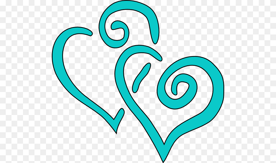Teal Intertwined Hearts Clip Art, Heart Free Png Download