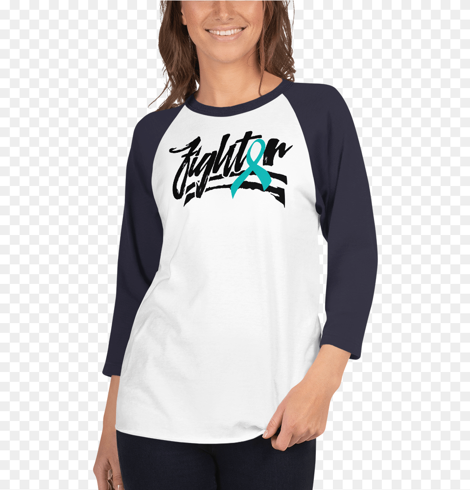 Teal Ribbon Raglan Sleeve, Long Sleeve, Clothing, Person, Adult Free Transparent Png