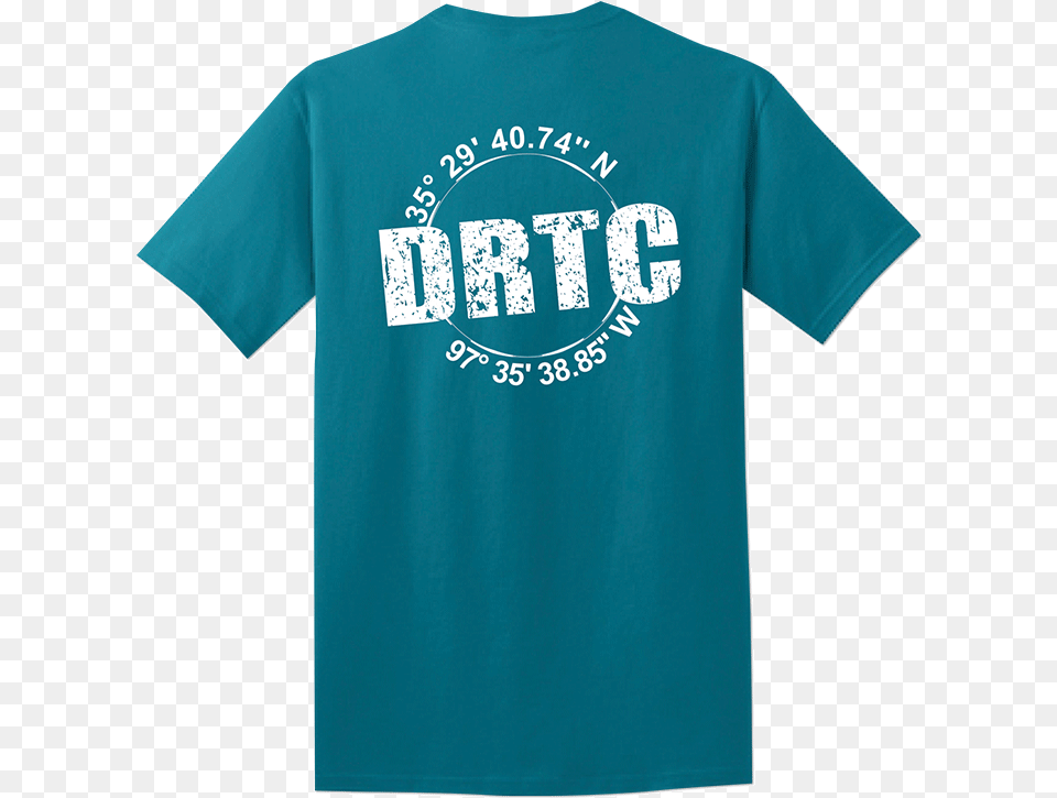 Teal Shirt With Drtc S Latitude Amp Longitude Coordinates Active Shirt, Clothing, T-shirt Free Transparent Png